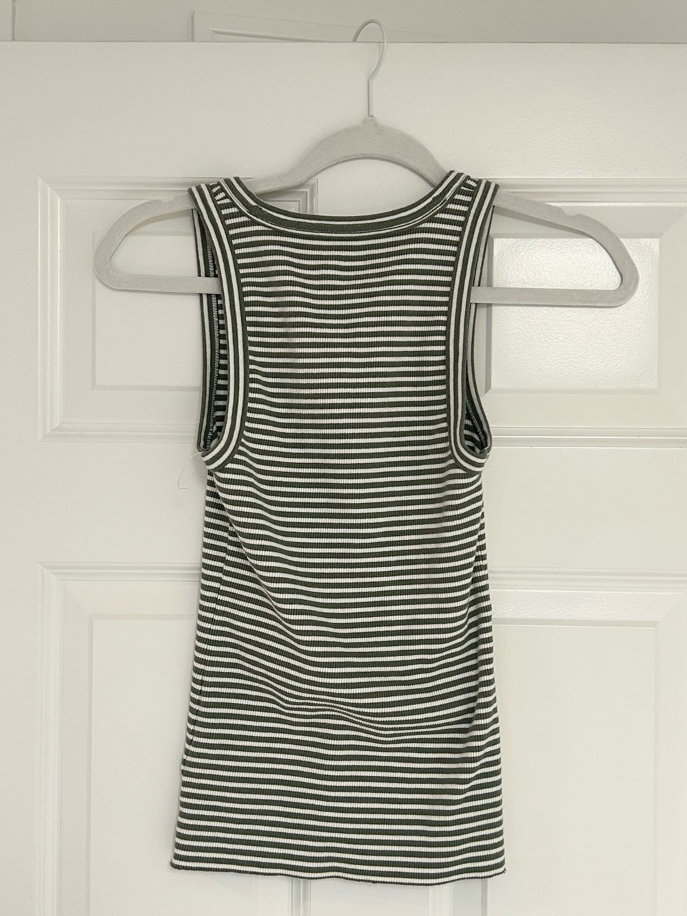 Aerie Olive Green and White Striped Ribbed Tank - Picture 2 of 3